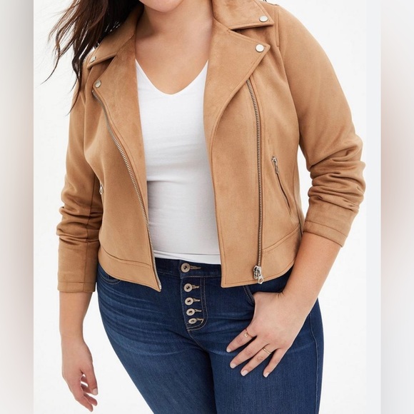 Torrid size 3x brown stretch faux suede moto jacket- LIKE NEW condition! - Picture 8 of 9
